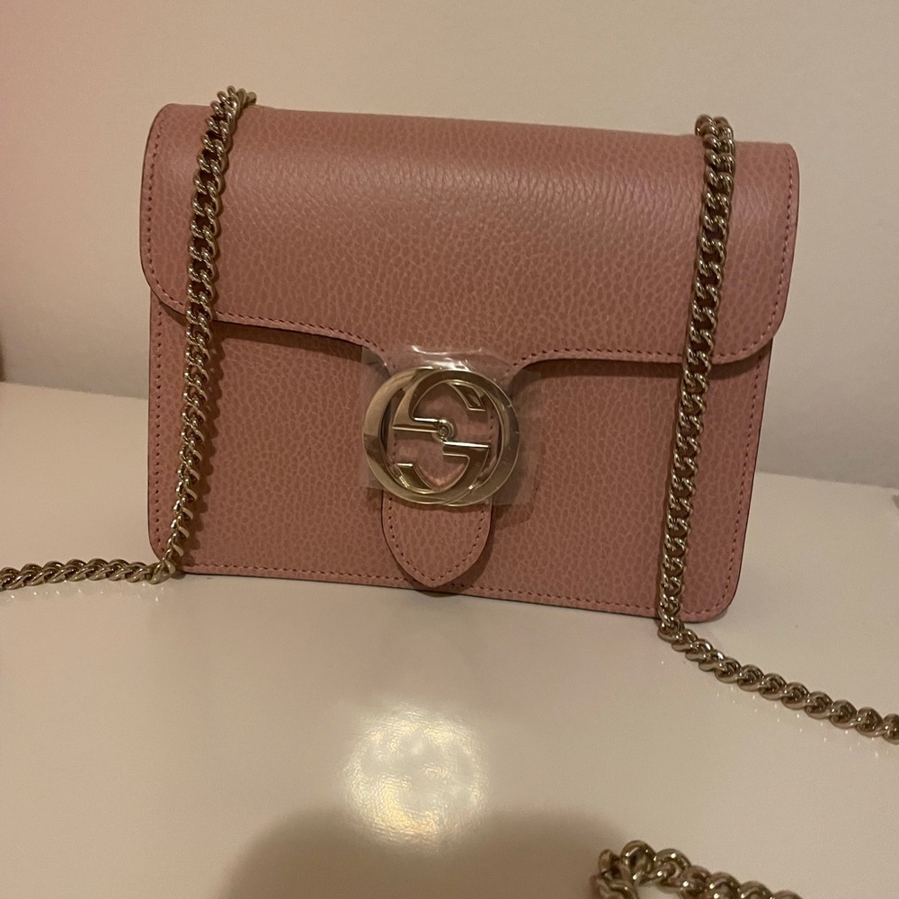 Gucci 510303 Dollar Calf Soft Pink Leather Handbag
